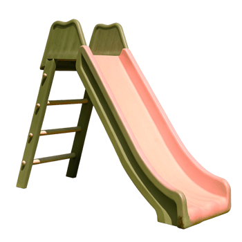 Small Pink and Green Plastic Playground Slide with Ladder for Children png