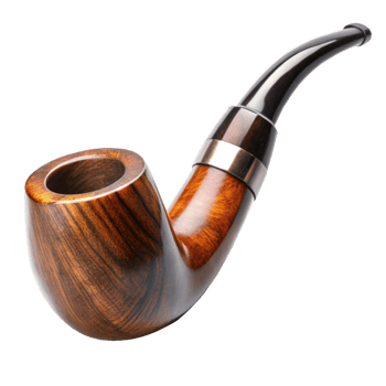 Highquality wooden tobacco pipe with a curved stem and a polished bowl png