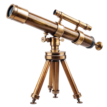 Brass Telescope on Wooden Tripod A Vintage Astronomical Instrument for Stargazing png