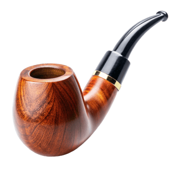 Highquality wooden smoking pipe with a black stem and gold band detail png