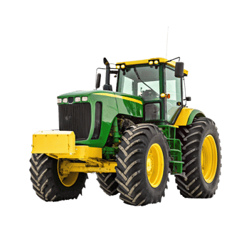 Powerful Green and Yellow John Deere Tractor on Black Background png