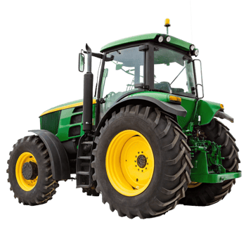 Powerful Green Tractor with Large Yellow Wheels and Modern Design png