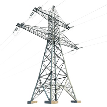 Highvoltage power transmission tower electricity pylon energy infrastructure grid electrical system steel structure metal framework support wires cables energy distribution network png