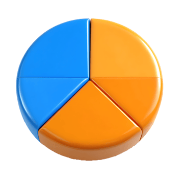 3D pie chart showing data segments. png
