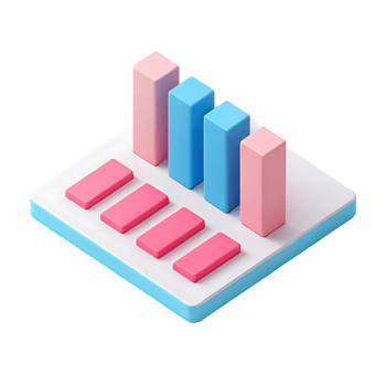 Isometric 3D bar chart infographic illustration. png