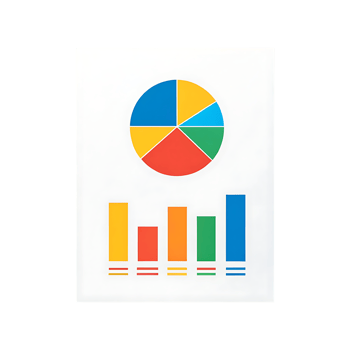 Colorful charts and graphs on a white background. png