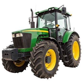 Powerful Green Tractor with Large Tires and Modern Features png