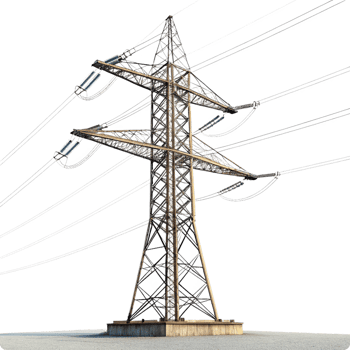 Highvoltage Power Transmission Tower with Multiple Electrical Conductors png