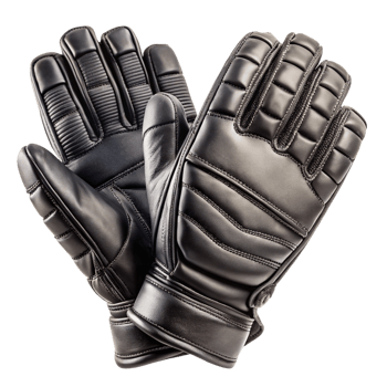 Pair of Black Leather Padded Gloves for Protection and Safety png