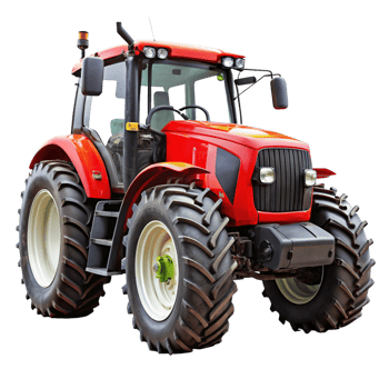 Red Farm Tractor with Large Tires Agricultural Work png