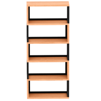 3d render wooden black metal bookshelf with transparent background png