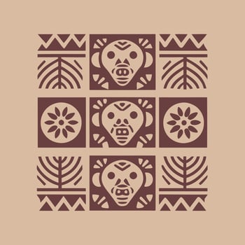 Bold African Tribal Pattern on Red vector