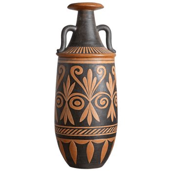 Ancient Greek Style Ceramic Olla Tall Vase with Elegant Geometric Design png