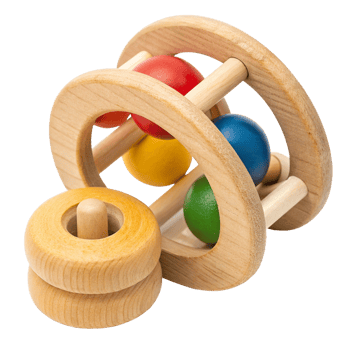 Wooden Baby Rattle Toy with Colorful Balls and Stacking Rings Educational Sensory Play for Infants png