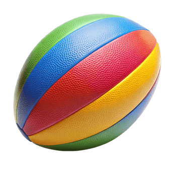Multicolored Rainbow Striped Playground Ball Closeup View png