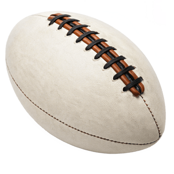 Closeup of a CreamColored Leather Rugby Ball with Brown and Black Laces png