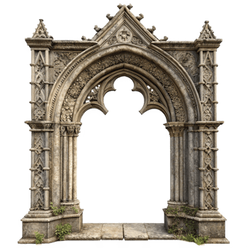 Ancient Stone Archway Gateway Entrance Medieval Gothic Architecture Design png