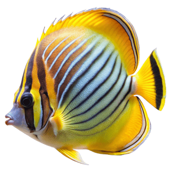 Striking Yellow and Black Butterflyfish in Vibrant Closeup png