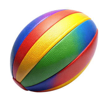 Multicolored Rainbow Rugby Ball on Black Background Sport Equipment png