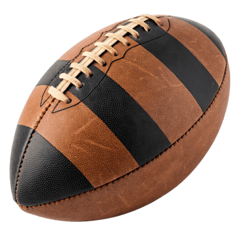 Closeup of a Vintage Brown and Black Leather American Football with Laces png
