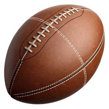 Highresolution closeup image of an American football with detailed stitching and textured leather png