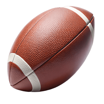 Closeup view of an American football on a black background png