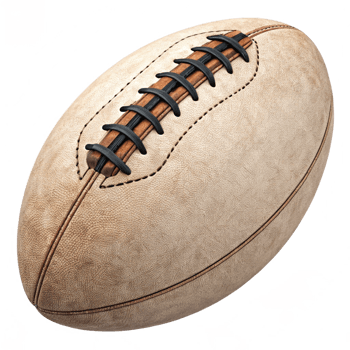 Vintage Worn Leather Rugby Ball Detailed Closeup Image png