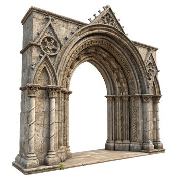 Ancient Stone Archway Architectural Structure Medieval Gothic Design png