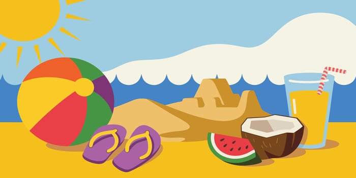 Summer Bliss A Vibrant Celebration of Sunny Beach Days vector