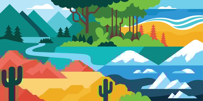 Unity in Diversity A Flat Celebration of Earth's Ecosystems vector
