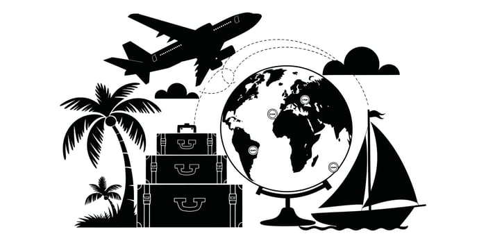 Adventure Awaits A Bold Silhouette Celebrating the Spirit of Travel vector
