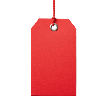 A bright red rectangular tag hanging from a thin string. png