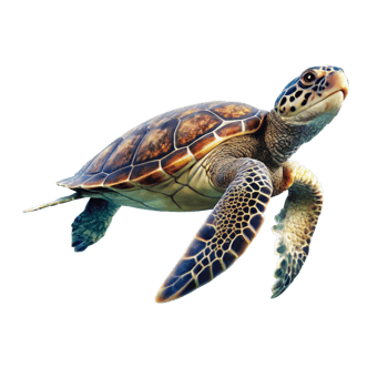 A Stunning Closeup of a Hawksbill Sea Turtle Swimming in Dark Waters png