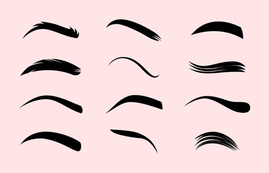 Eyebrow flat eye brow face shape design isolated set . vector