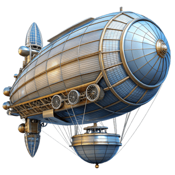 wonderful contemporary Steampunk airship blueprint with detailed schematics premium png