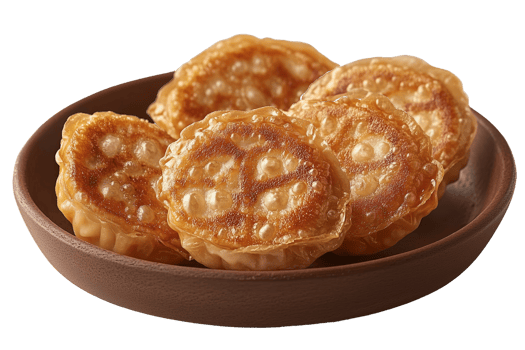A bowl of fried pastry in a brown bowl png