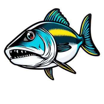 a cartoon fish with yellow and blue stripes png