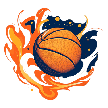 basketball ball with flames and a star on it png