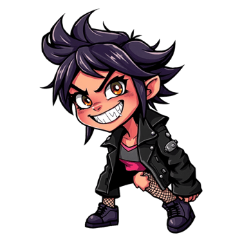 cartoon character with black hair and black clothes png