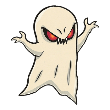 a cartoon ghost with red eyes and a big mouth png