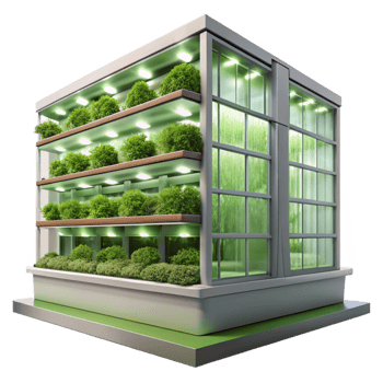 wonderful minimalist Sustainable vertical farm, lush green walls, natural light, environmentally conscious and innovative, architectural visualization style, 4K png