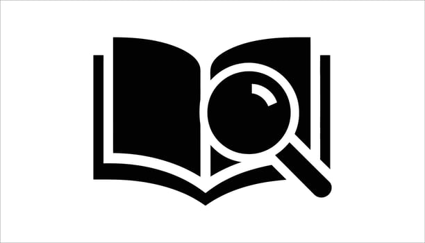Educational Illustration with Search Icon and Book vector