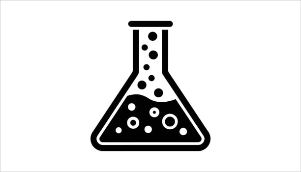 Science Lab Flask Icon with Bubbles and Chemical Reaction vector