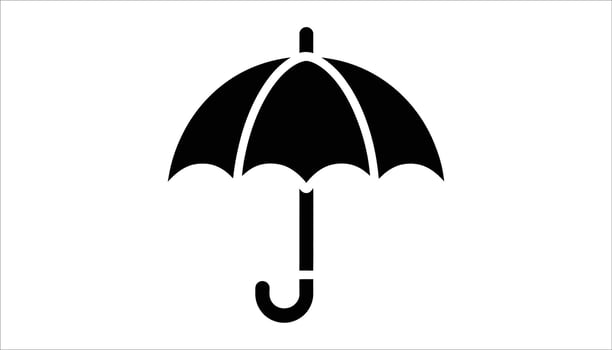 Minimalistic Umbrella Icon Black Silhouette vector