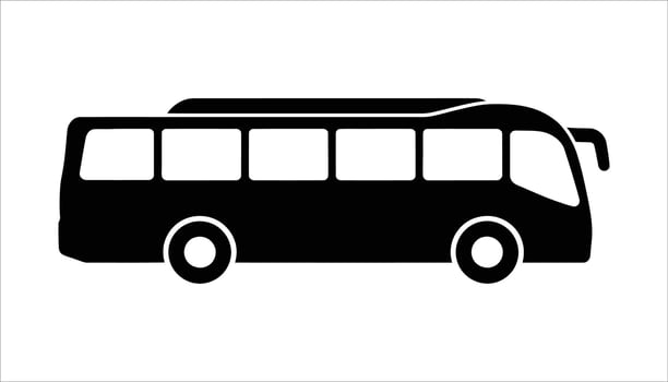 Black Bus Icon, Public Transportation Illustration. vector