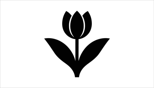 Minimalistic Black Tulip Flower Icon. vector