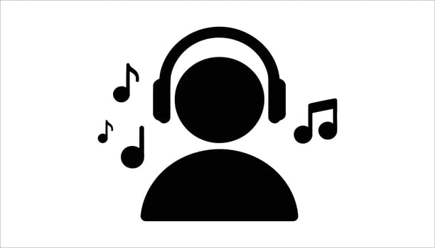 Person listening to music with headphones icon. vector
