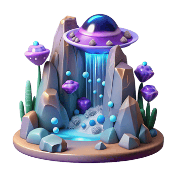 impressive minimalist Alien Waterfall Cutout for Game Backgrounds genuine png