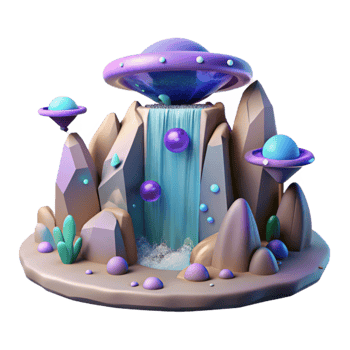 vibrant creative Alien Waterfall Cutout for Game Backgrounds professional png