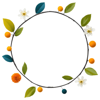 Free Isolated on Transparent Background, beautiful flower and leaf frame showcases vibrant colors and natural elements, perfect for decoration png